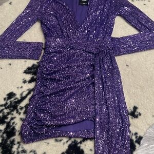 Fashion Nova Sparkling Purple Mini Dress